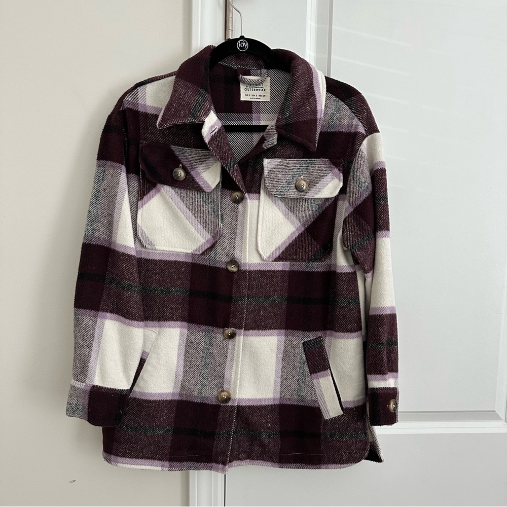 Purple and White Plaid Overshirt